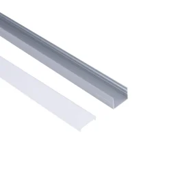 Perfil de aluminio para tira LED con difusor - Superficie - Kit completo - 18 x13mm - Tira LED ≤ 15 mm - 2 metros