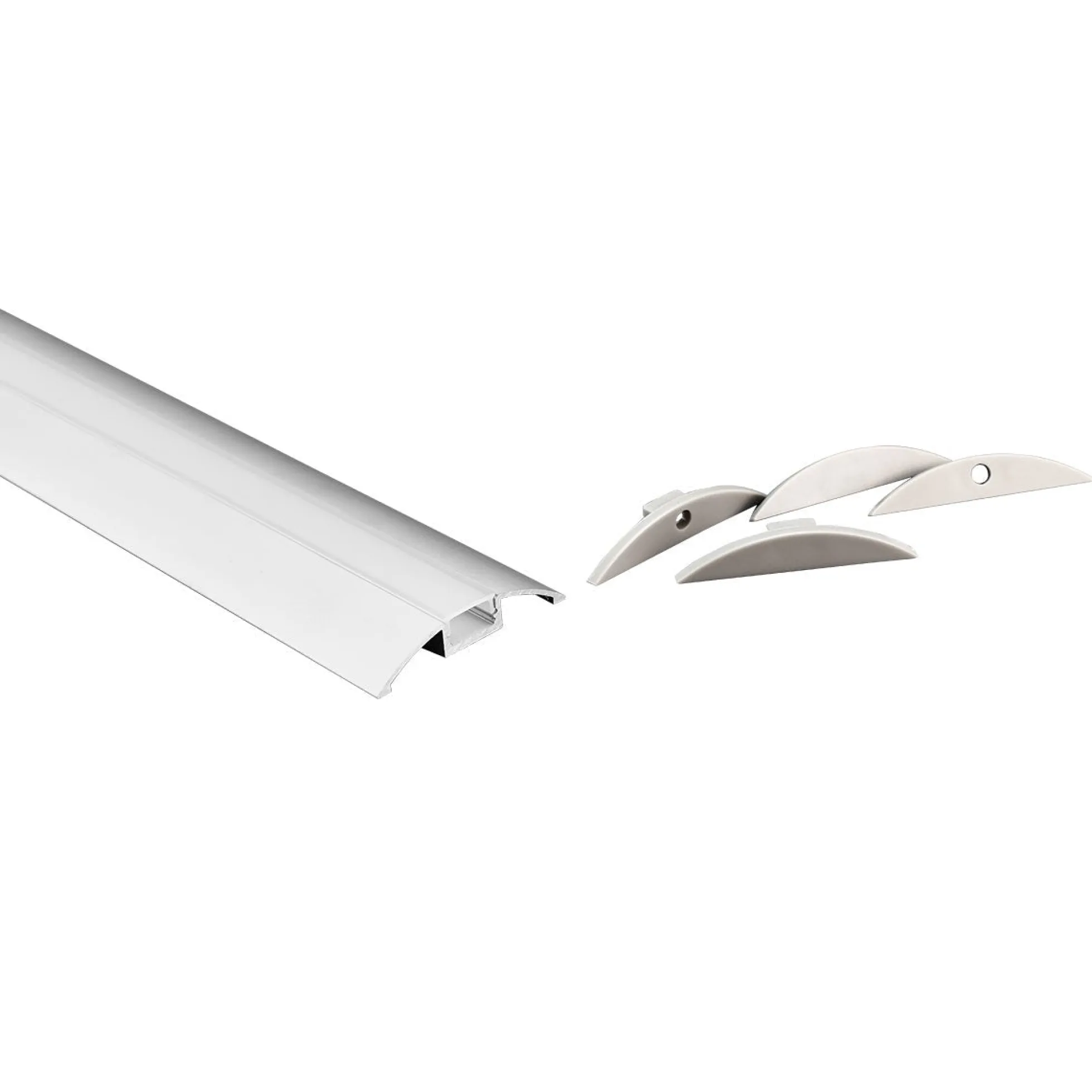 Perfil de aluminio para tira LED - Media luna - Kit completo - 58x9mm - 2 metros