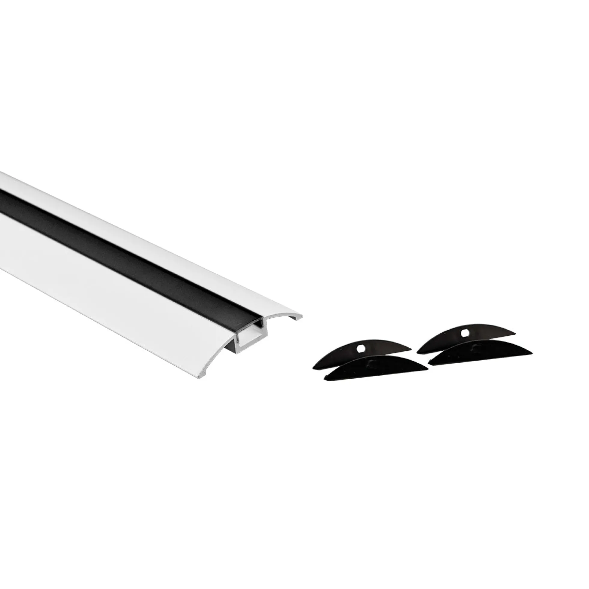 Perfil de aluminio para tira LED - Media luna - Kit completo - 58x9mm - 2 metros