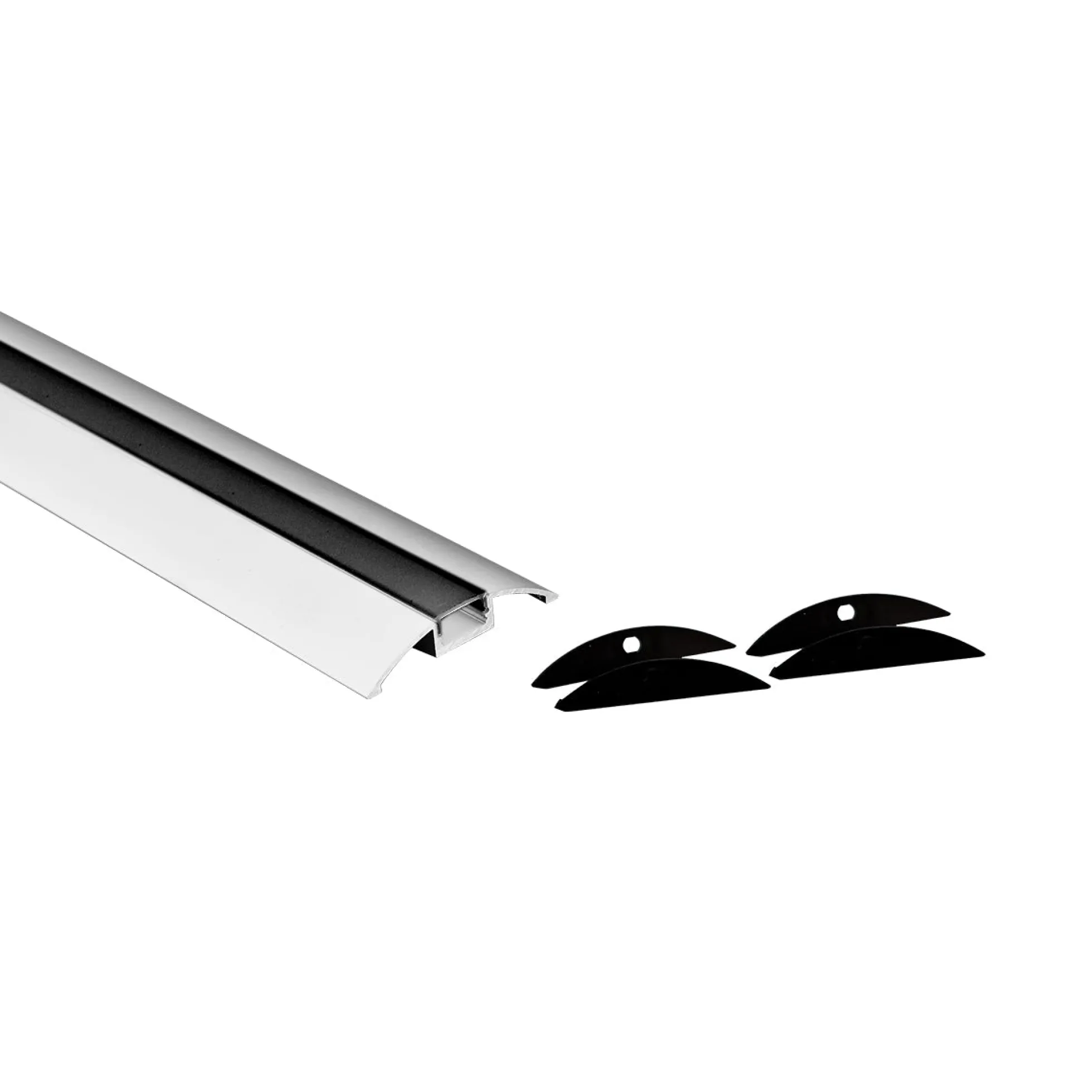 Perfil de aluminio para tira LED - Media luna - Kit completo - 58x9mm - 2 metros