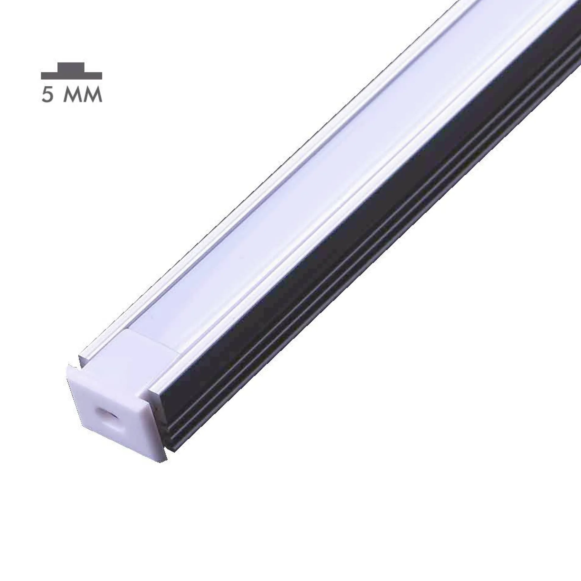 Perfil de aluminio para tira LED de 5mm superficie - 8X12mm - 2metros