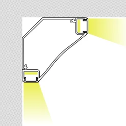 Perfil doble tira LED para esquinas - Superficie - 67x67mm - Con difusor - 2 metros