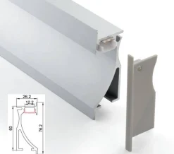 Perfil empotrable bañador de pared zócalo 26x78mm (2mt)