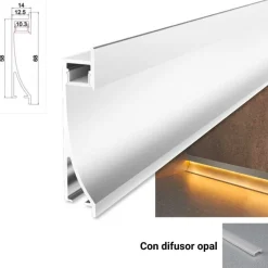 Perfil empotrable bañador de pared zócalo 14x68mm (2mt)