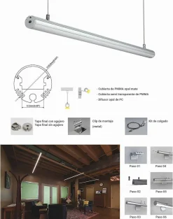 Perfil para tira LED de colgar o superficie - ø 21mm - 2metros