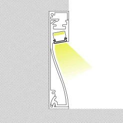 Perfil para tira LED para zócalos - 60x16mm - Con difusor y tapas - 2 metros