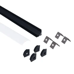 Perfil tira LED de superficie para esquinas - Con difusor - Kit completo - 15,8x15,8mm - Tira LED ≤ 10 mm - 2 metros