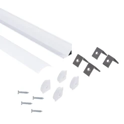 Perfil tira LED de superficie para esquinas - Con difusor - Kit completo - 15,8x15,8mm - Tira LED ≤ 10 mm - 2 metros