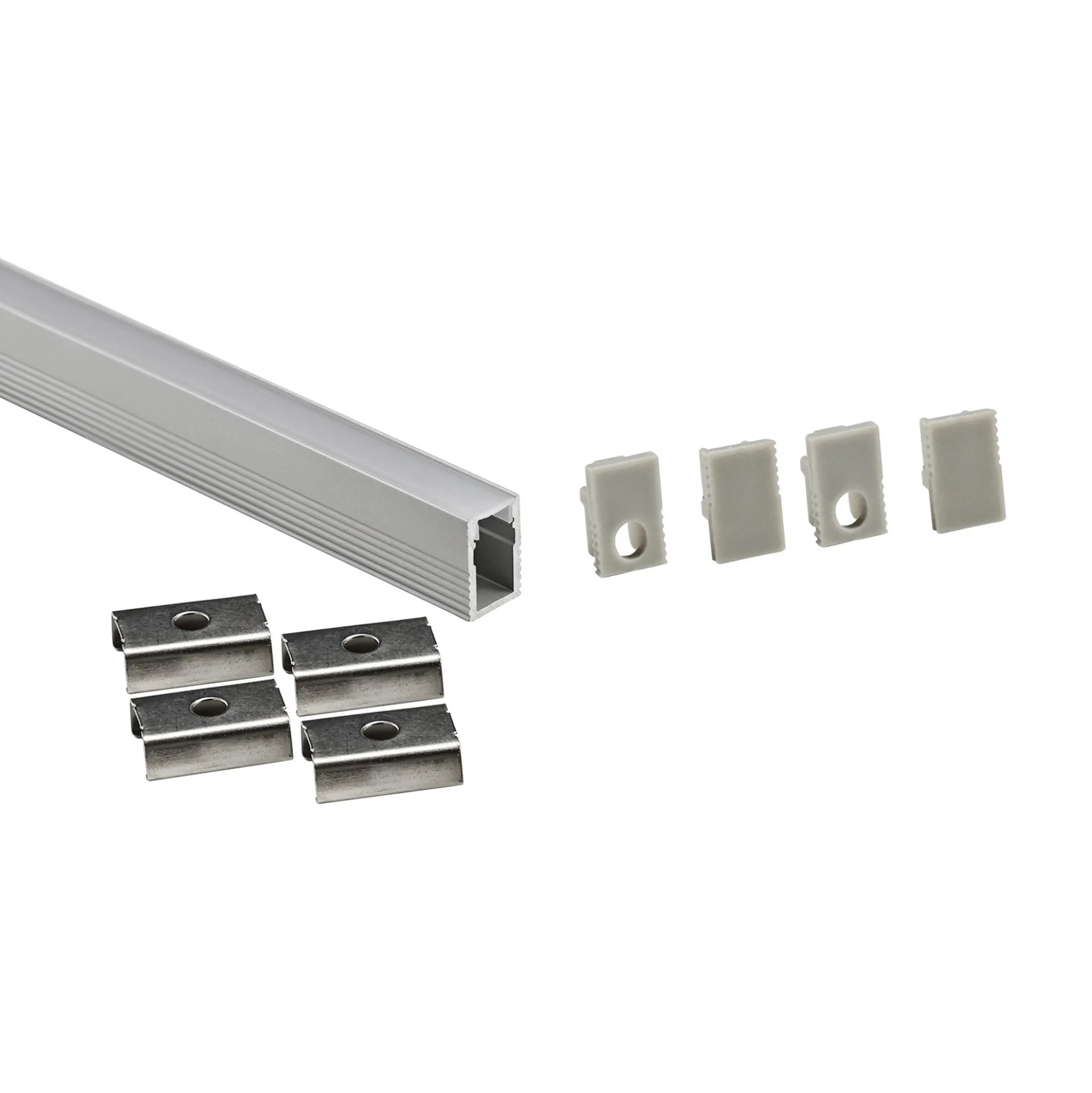 Perfil tira LED de superficie con difusor - Kit completo - 12x8mm - Tira LED ≤5mm - 2 metros