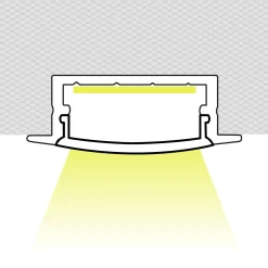 Perfil tira LED empotrable con difusor - 28x10mm - Tira LED ≤15mm - 2 metros