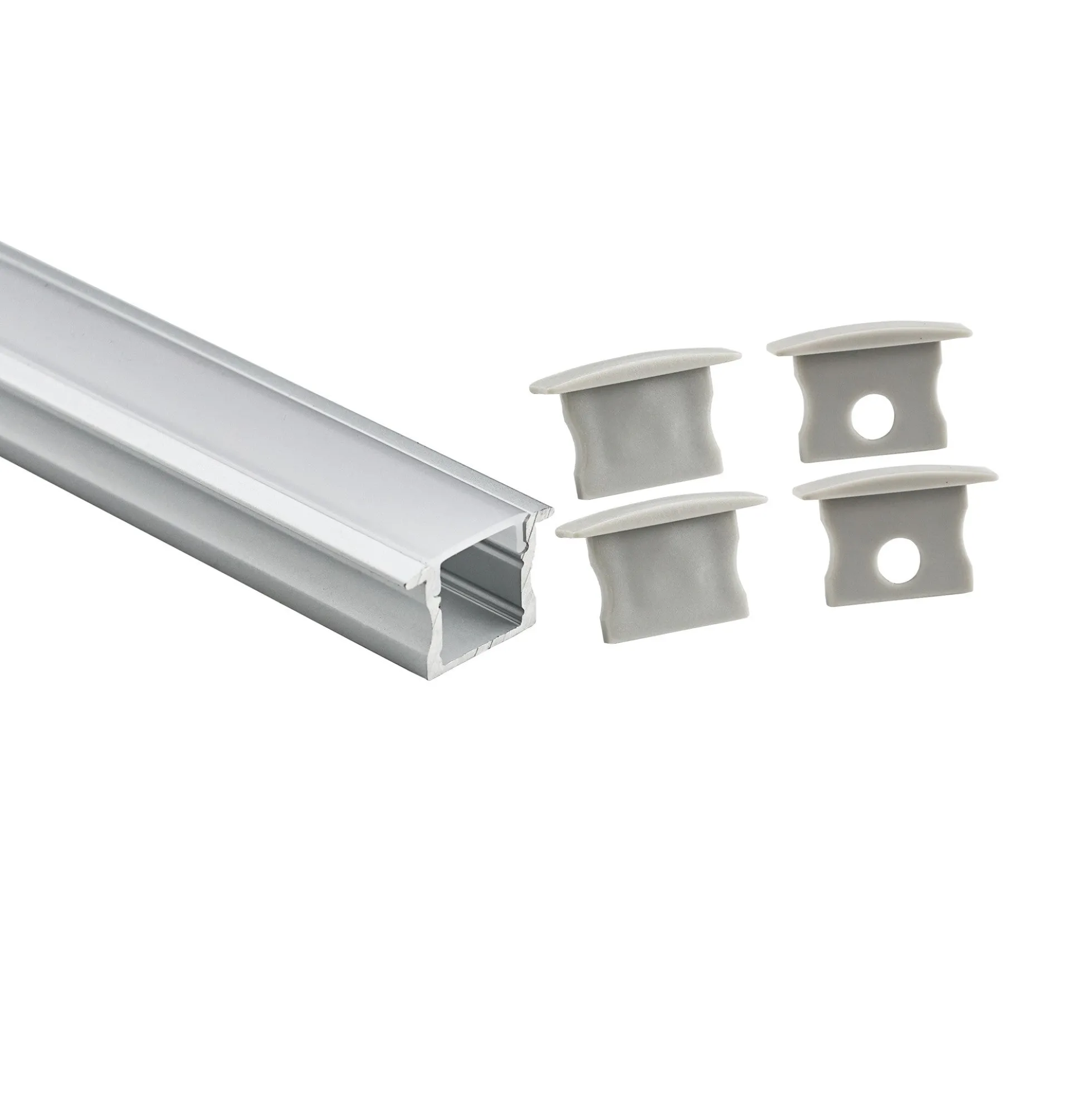 Perfil tira LED empotrable con difusor - Kit completo - 12,2x13mm - Tira LED ≤10mm - 2 metros