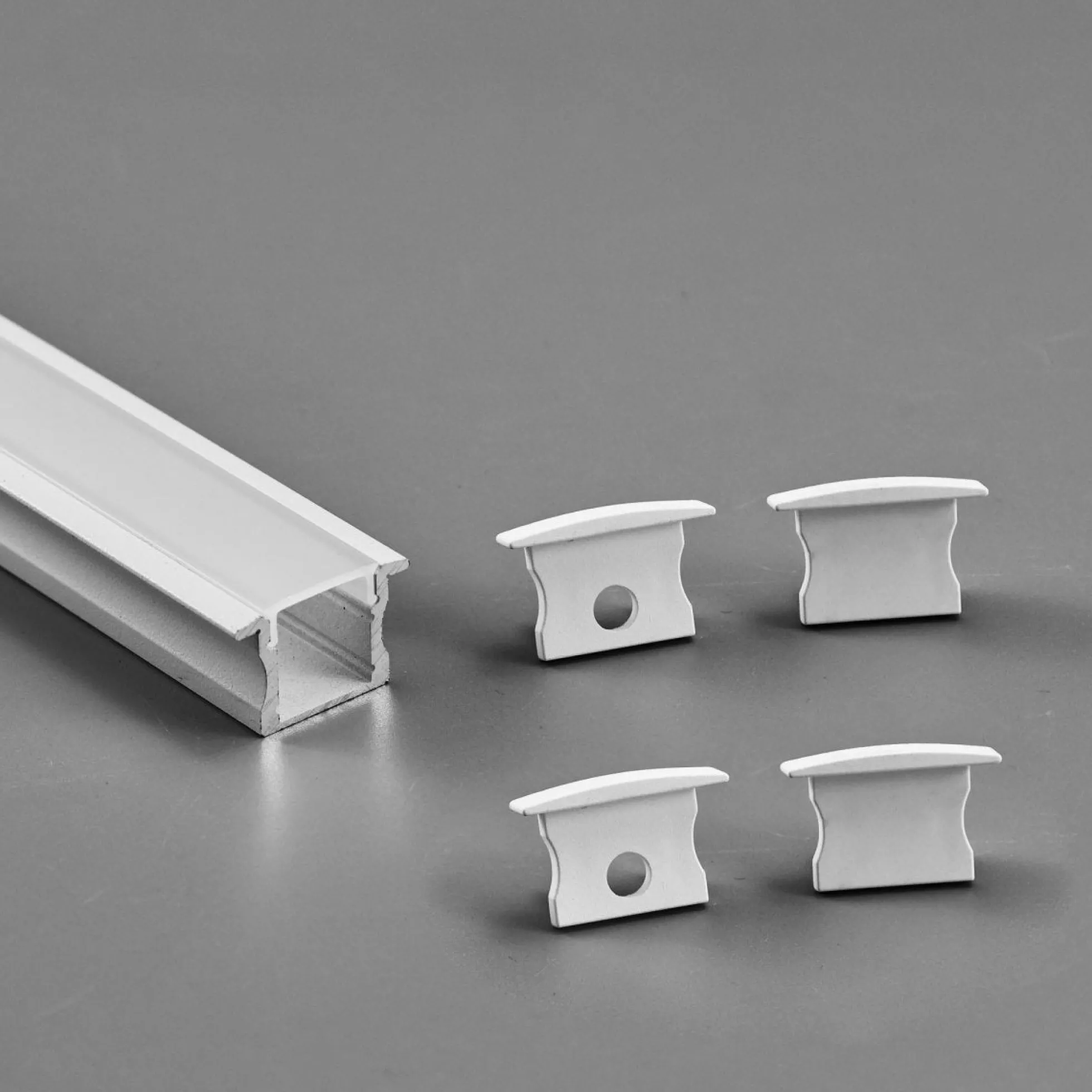 Perfil tira LED empotrable con difusor - Kit completo - 12,2x13mm - Tira LED ≤10mm - 2 metros