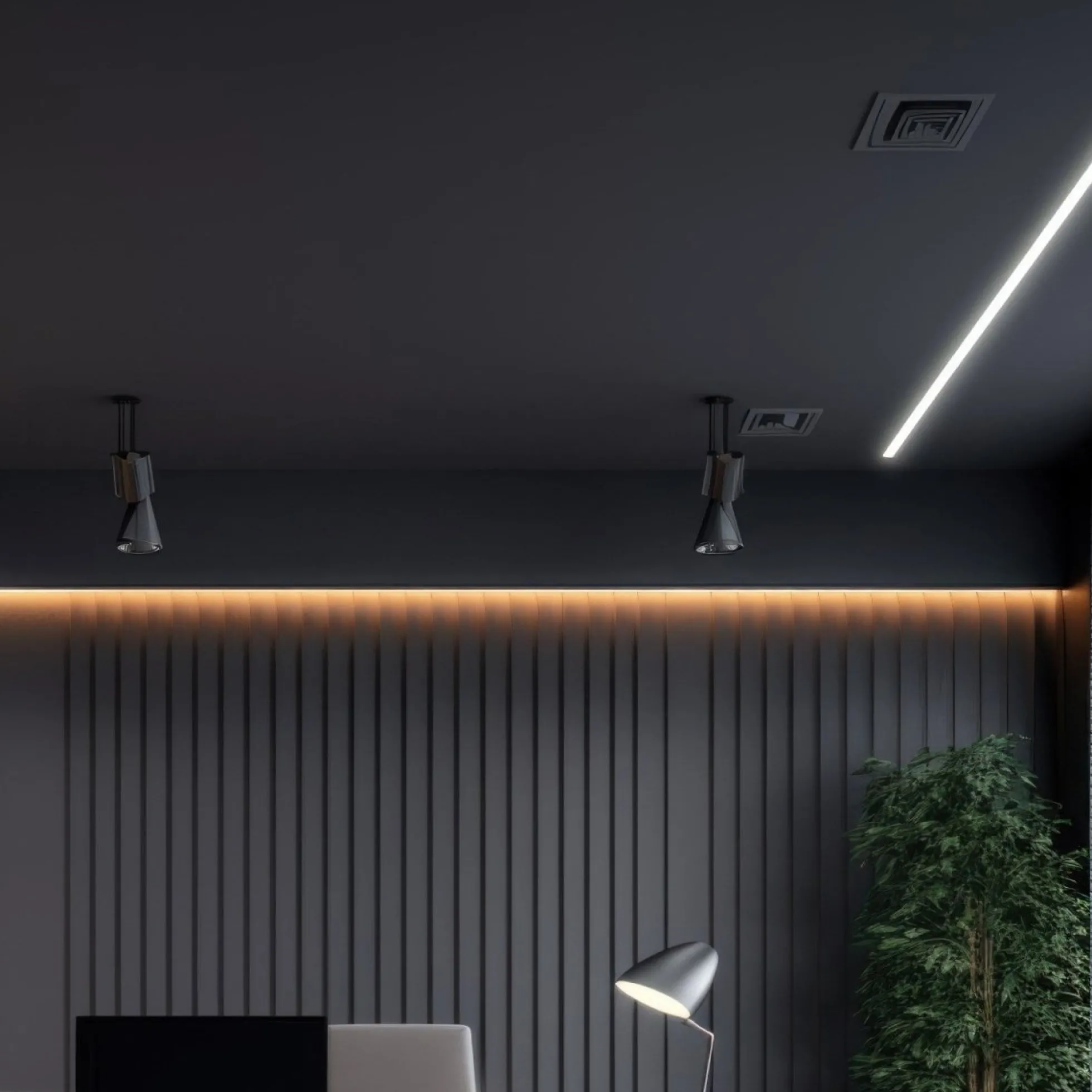 Perfil tira LED empotrable - 24,5x7mm - Kit completo - 1 metro