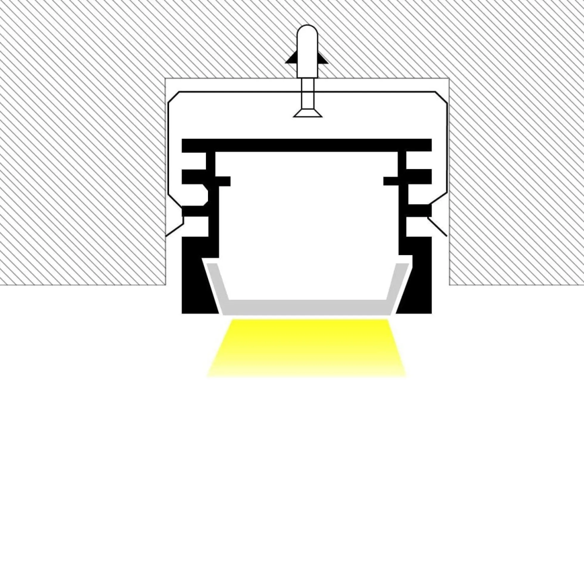 Perfil tira LED empotrable - 25x14mm - Kit completo - 1 metro