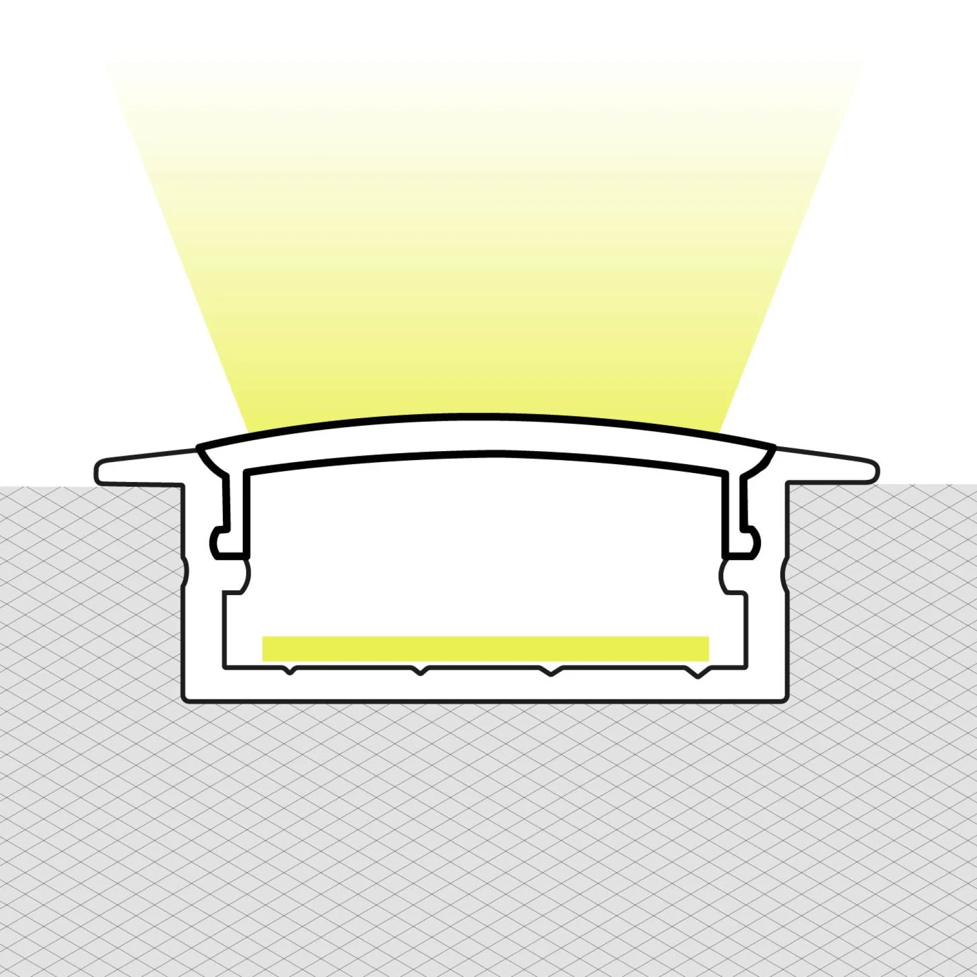 Perfil tira LED empotrable - 10x42mm - Con difusor y tapas - 2 metros
