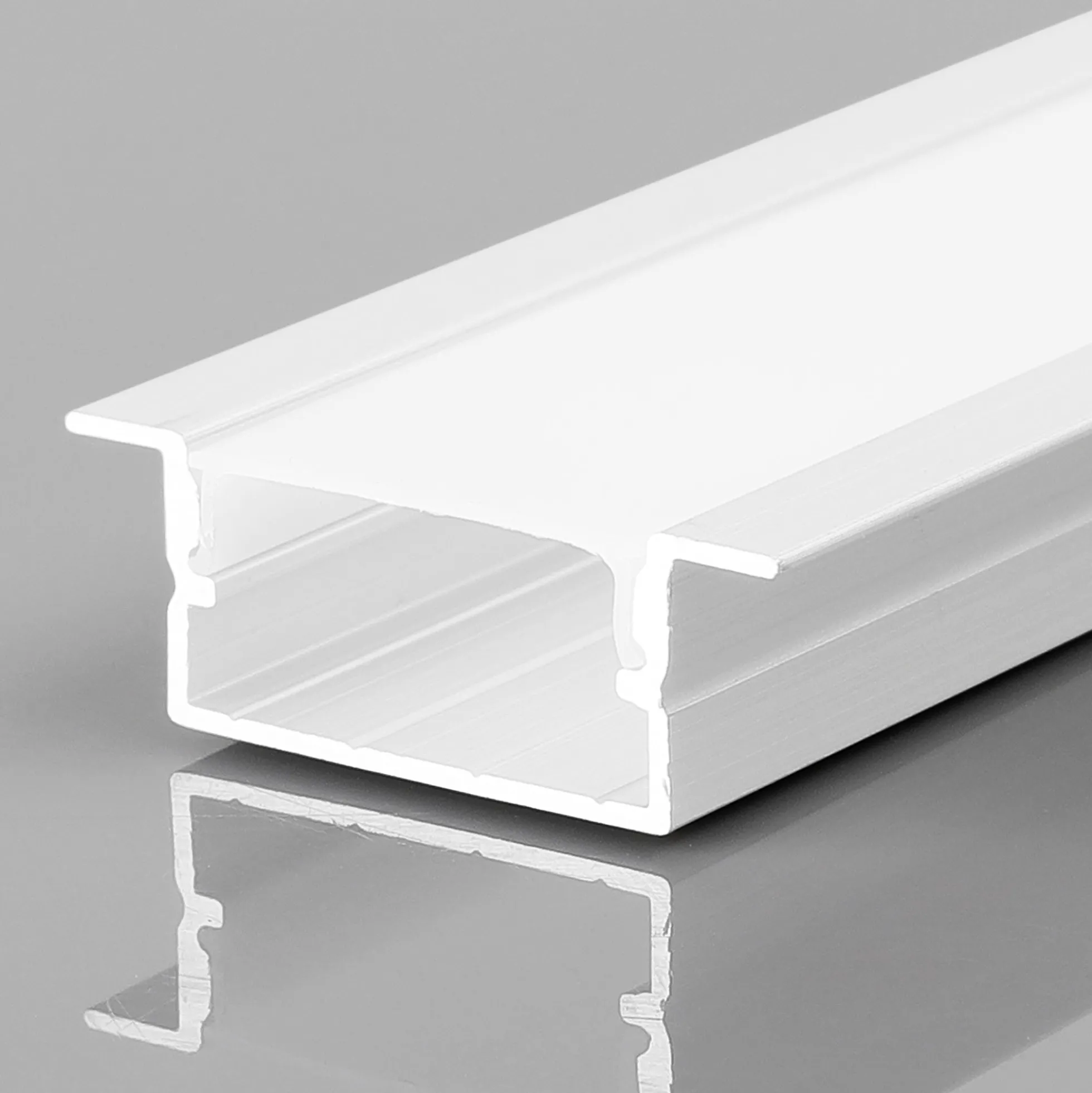 Perfil tira LED empotrable - 10x42mm - Con difusor y tapas - 2 metros