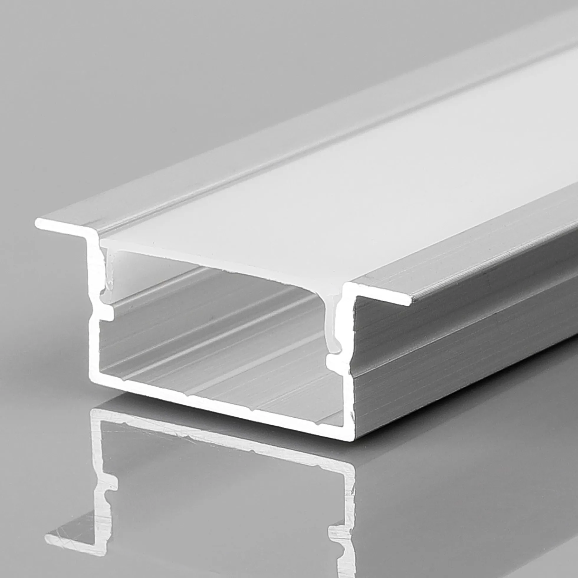 Perfil tira LED empotrable - 10x42mm - Con difusor y tapas - 2 metros