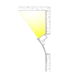 Perfil tira LED integración / trimless esquina - 96 x 35mm - Con difusor - 2 metros