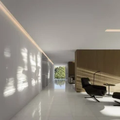 Perfil tira LED integración / trimless esquina - 96 x 35mm - Con difusor - 2 metros