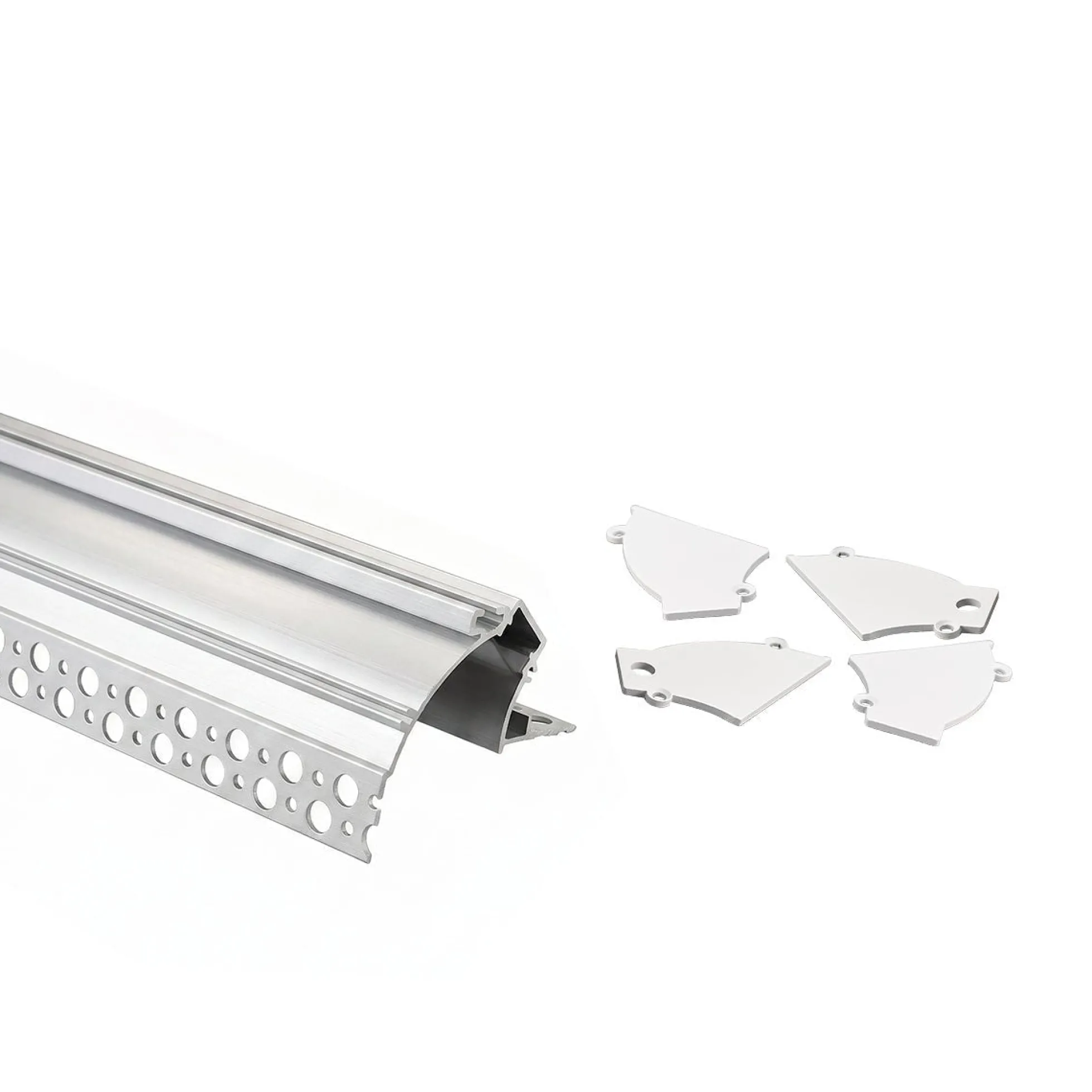Perfil tira LED integración / trimless de esquina - Efecto bañador - 59 x 72mm - Kit completo - 2 metros
