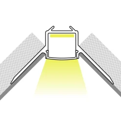 Perfil tira LED integración / trimless esquina interior - Con difusor - 2 metros