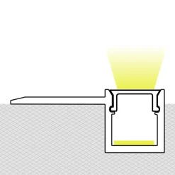 Perfil tira LED integración / trimless - Una aleta - 10x13mm - Con difusor - 2 metros
