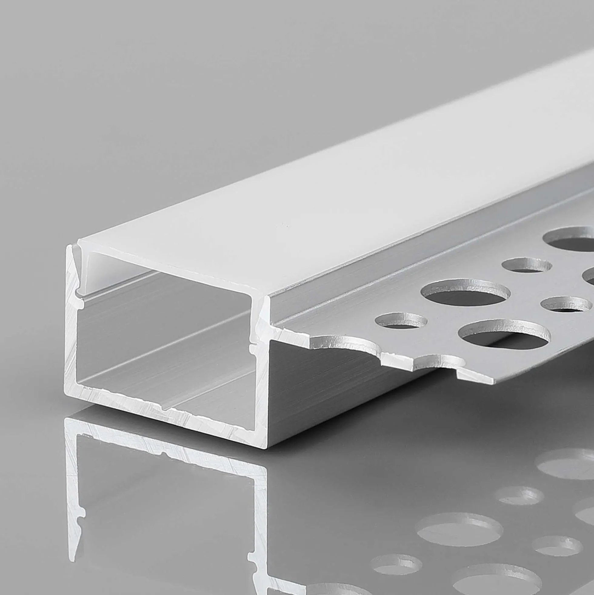 Perfil tira LED integración / trimless - Una aleta - 9x20mm - Con difusor - 2 metros
