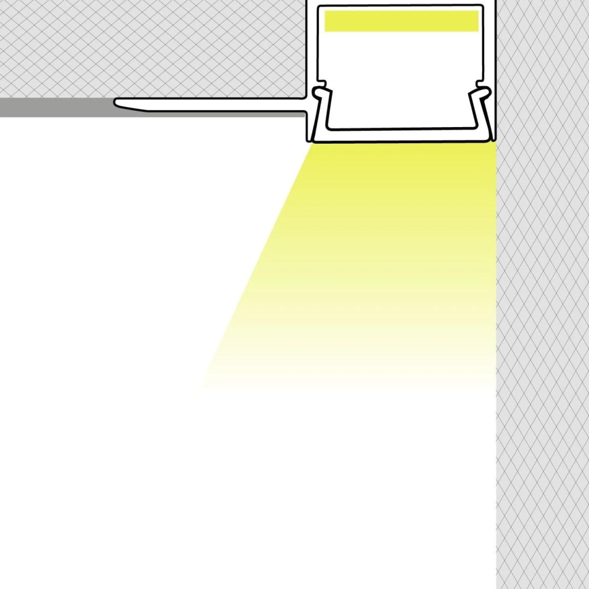 Perfil tira LED integración / trimless - Una aleta - 9x20mm - Con difusor - 2 metros
