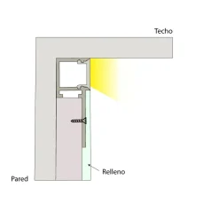 Perfil tira LED integración / trimless - Una aleta - 14x35mm - Con difusor - 2 metros