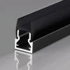 Perfil tira LED para cristal 8mm - Con difusor - Negro - 2 metros