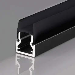Perfil tira LED para cristal 8mm - Con difusor - Negro - 2 metros