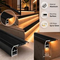 Perfil tira LED para escaleras - 65X27.5mm - 2 metros