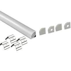 Perfil tira LED para esquinas con difusor - Kit completo - 16x16mm - Tira LED ≤10 mm - 2 metros