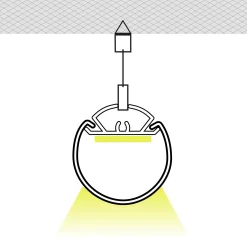 Perfil tira LED suspensión - Ø30mm - Con difusor - 2 metros