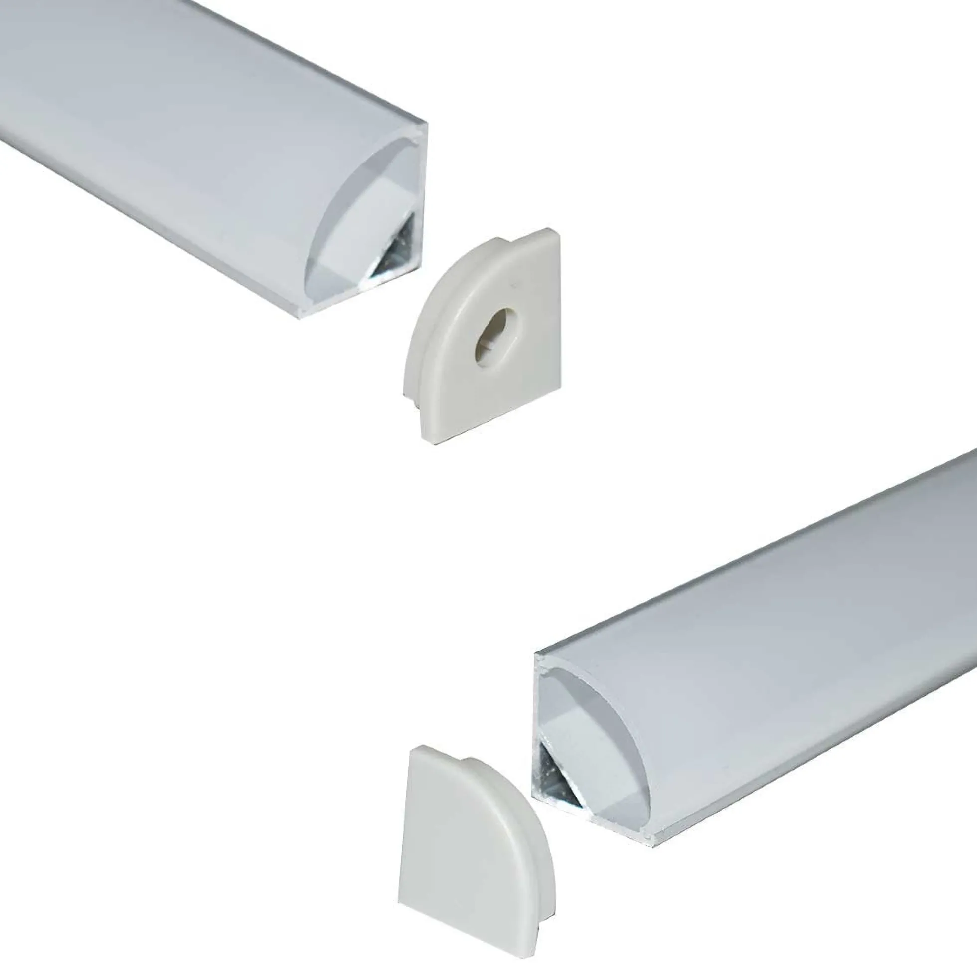 Perfil tiras LED para esquinas con difusor - 4 grapas - 2 tapas - 16x16mm - 2 metros