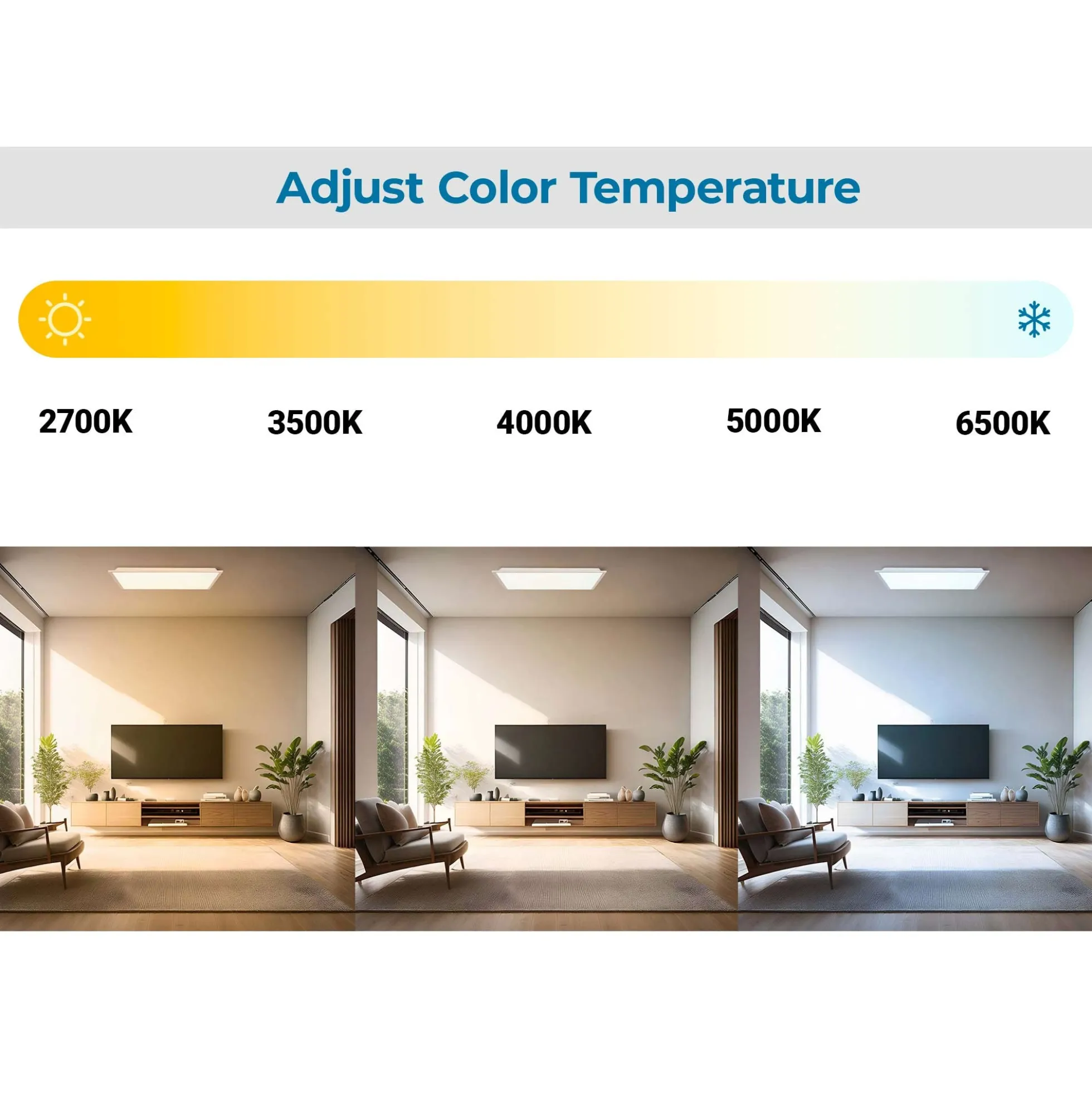 Plafón de techo LED Backlight - 60x60cm - 36W - CCT + RGB IC - Con mando a distancia