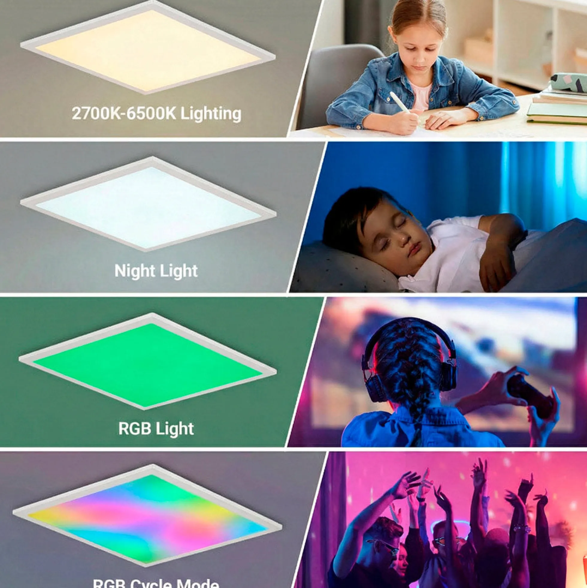 Plafón de techo LED Backlight - 60x60cm - 36W - CCT + RGB IC - Con mando a distancia