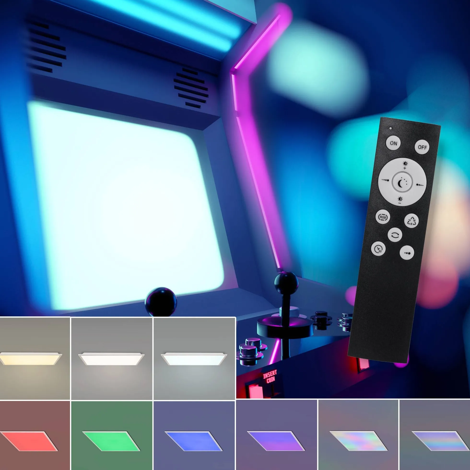 Plafón de techo LED Backlight - 60x60cm - 36W - CCT + RGB IC - Con mando a distancia