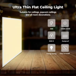 Plafón de techo LED Backlight - 60x60cm - 36W - CCT + RGB IC - Con mando a distancia