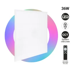 Plafón de techo LED Backlight - 60x60cm - 36W - CCT + RGB IC - Con mando a distancia