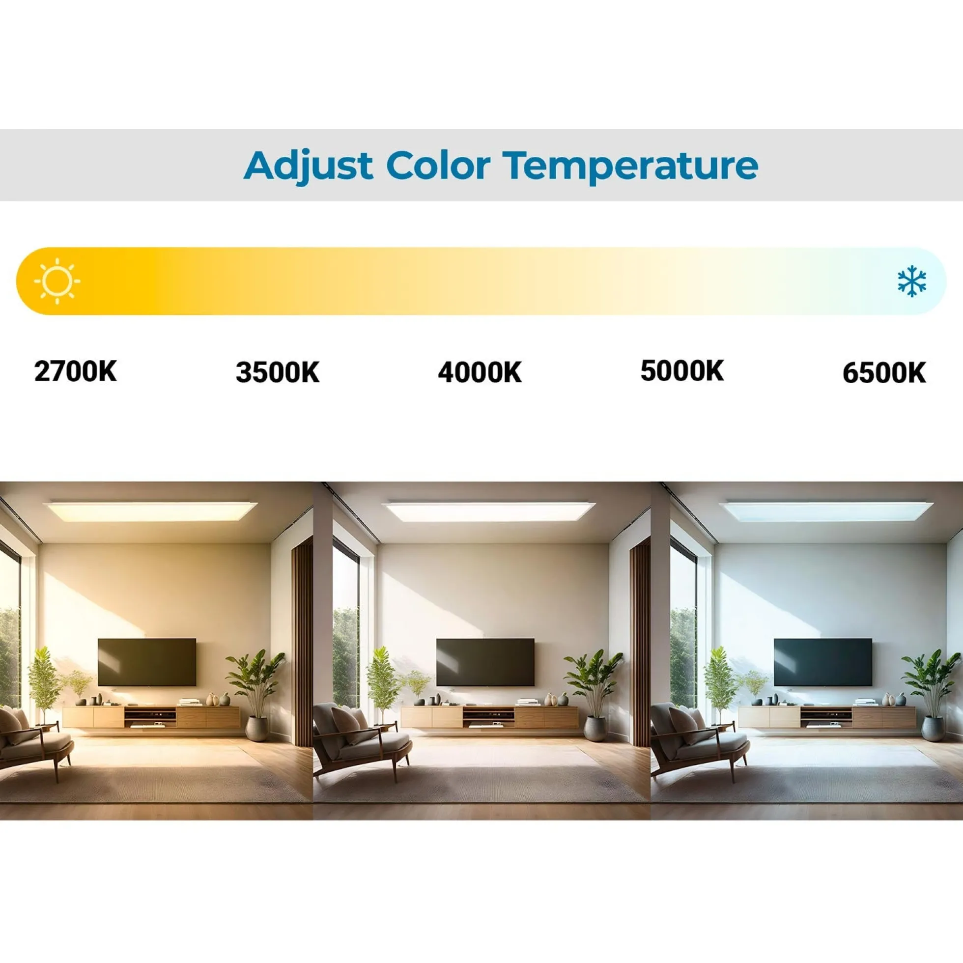 Plafón de techo LED Backlight - 120x30cm - 36W - CCT + RGB IC - Con mando a distancia
