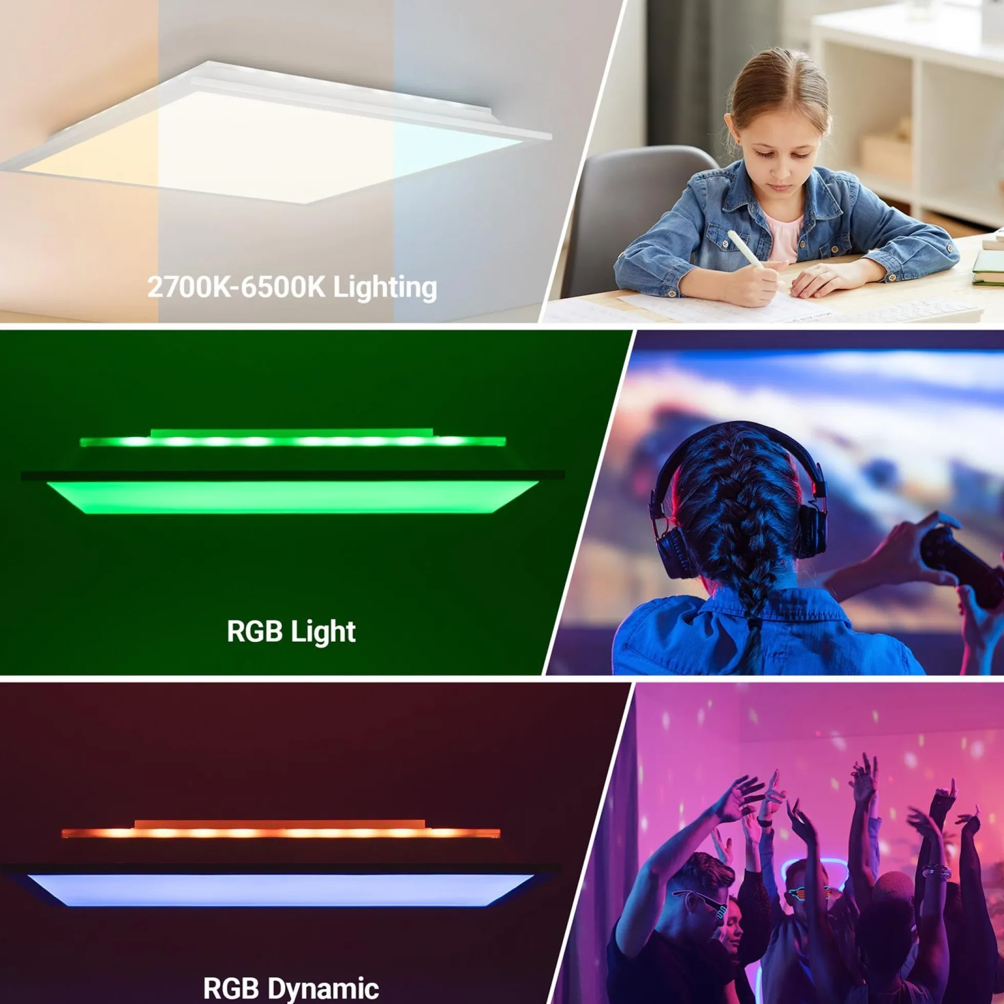 Plafón de techo LED Backlight - 45x45cm - 22W - CCT + 2RGB - Retroiluminado