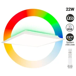 Plafón de techo LED Backlight - 45x45cm - 22W - CCT + 2RGB - Retroiluminado