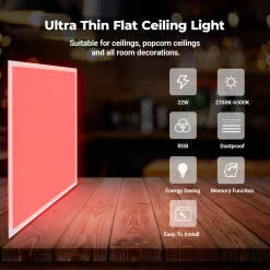 Plafón de techo LED Backlight - 45x45cm - 22W - CCT + 2RGB - Retroiluminado