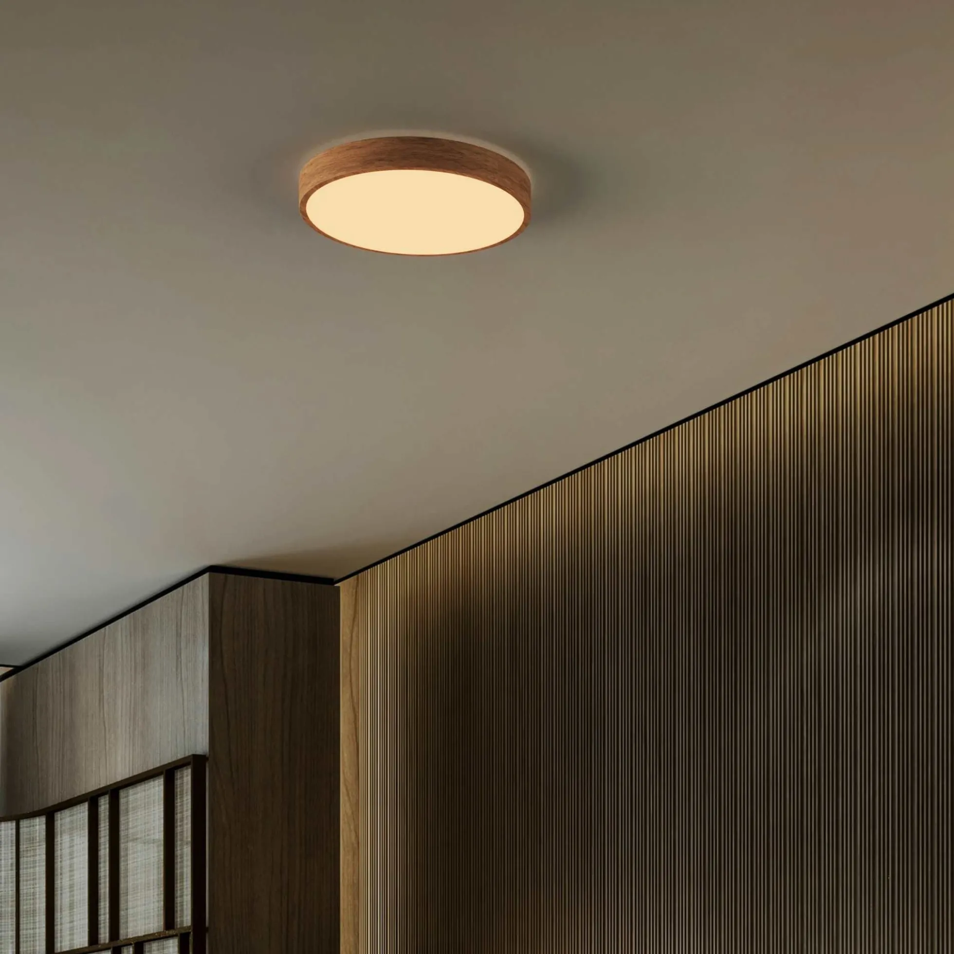 Plafón de techo LED CCT - 24W - Color madera - Ø40cm