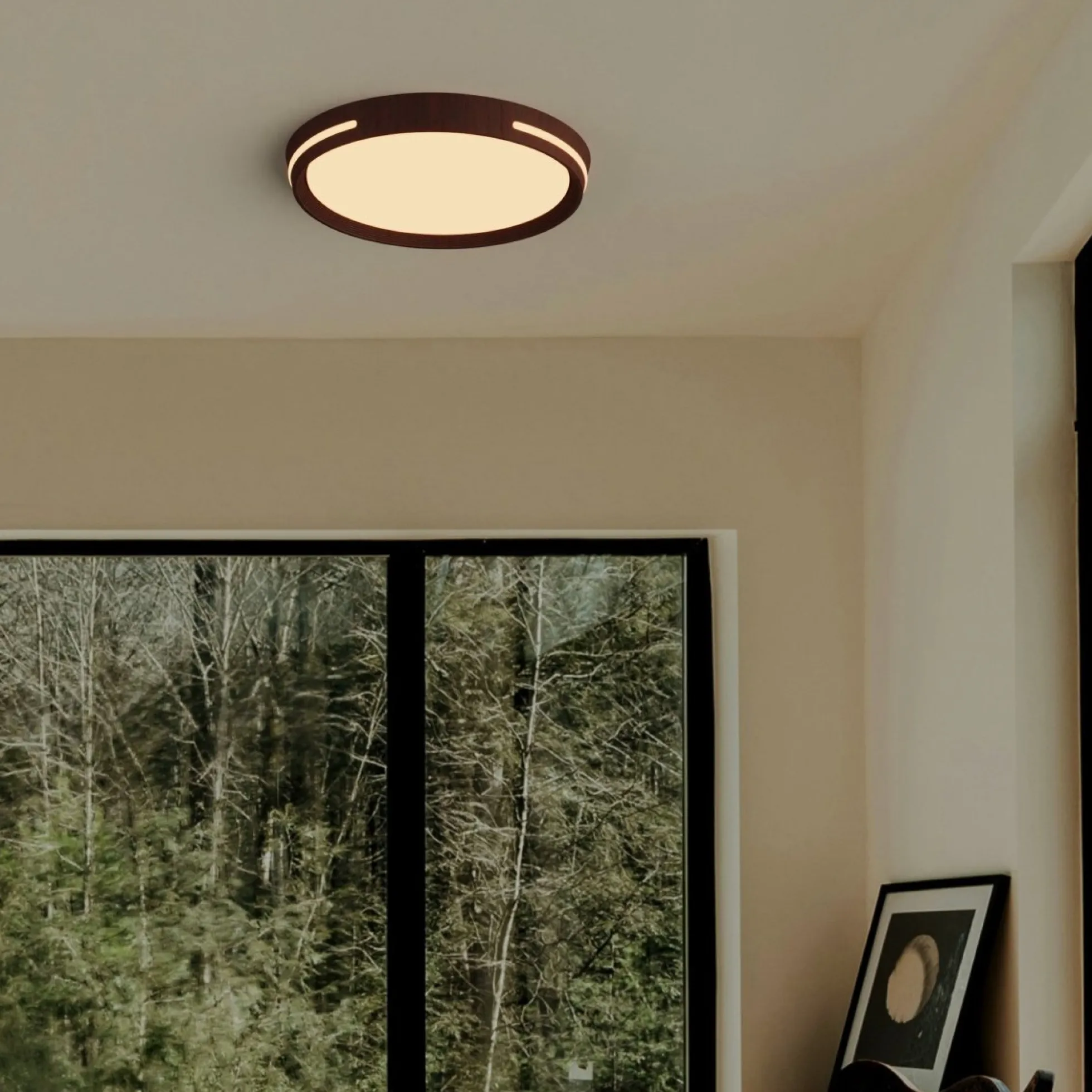 Plafón de techo LED CCT - 24W - Efecto lateral - Color madera Ø40cm