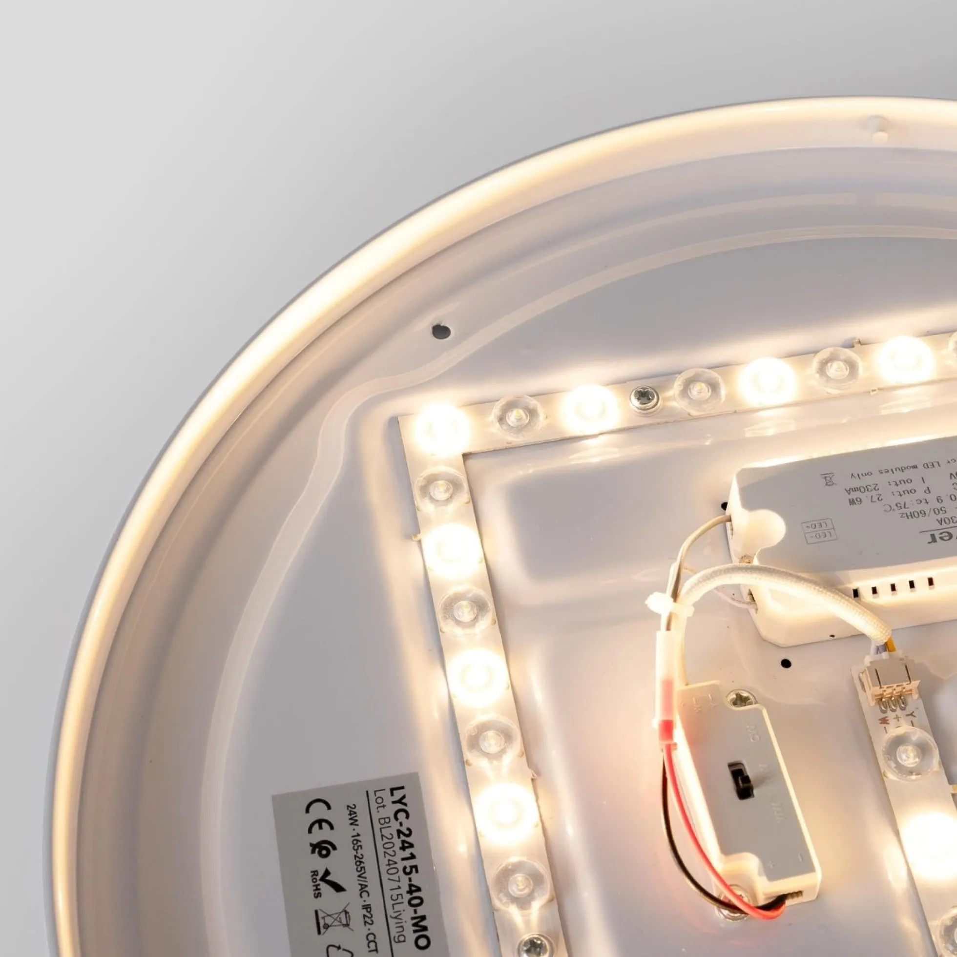 Plafón de techo LED CCT - 24W - Efecto lateral - Color madera Ø40cm