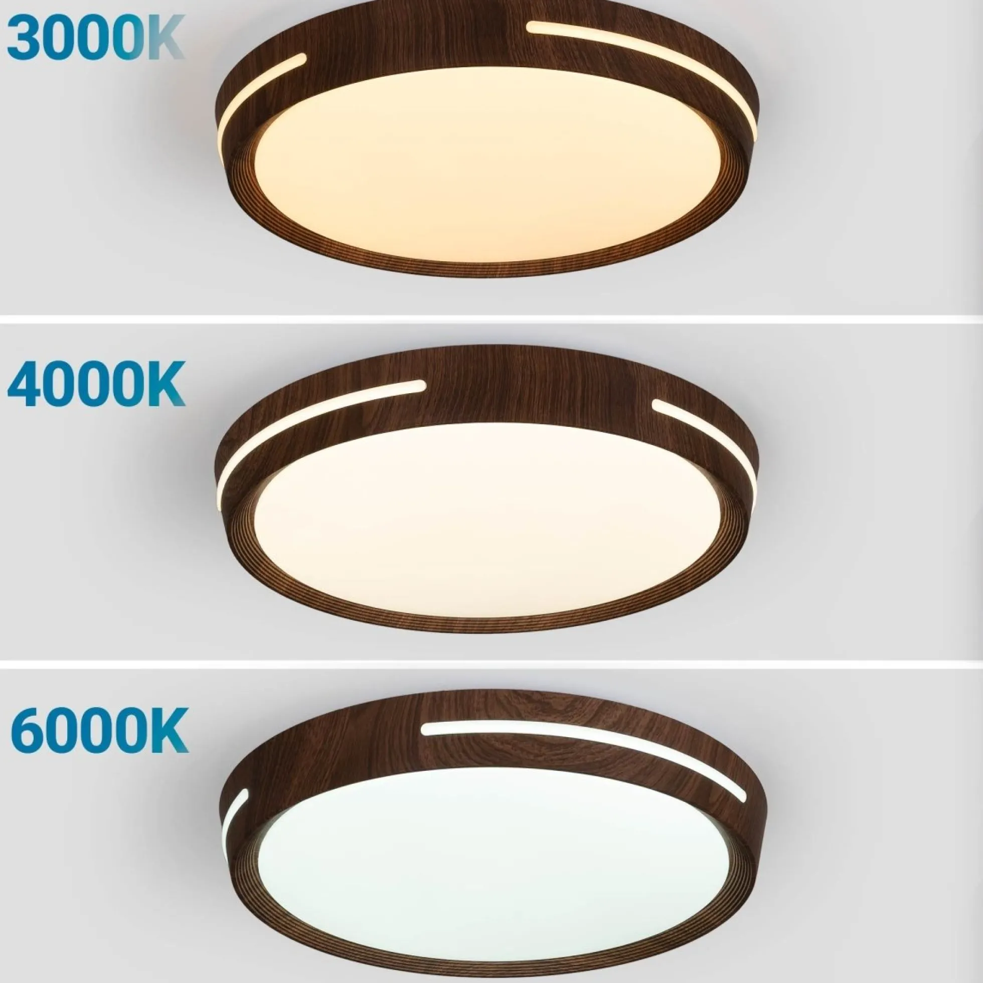 Plafón de techo LED CCT - 24W - Efecto lateral - Color madera Ø40cm