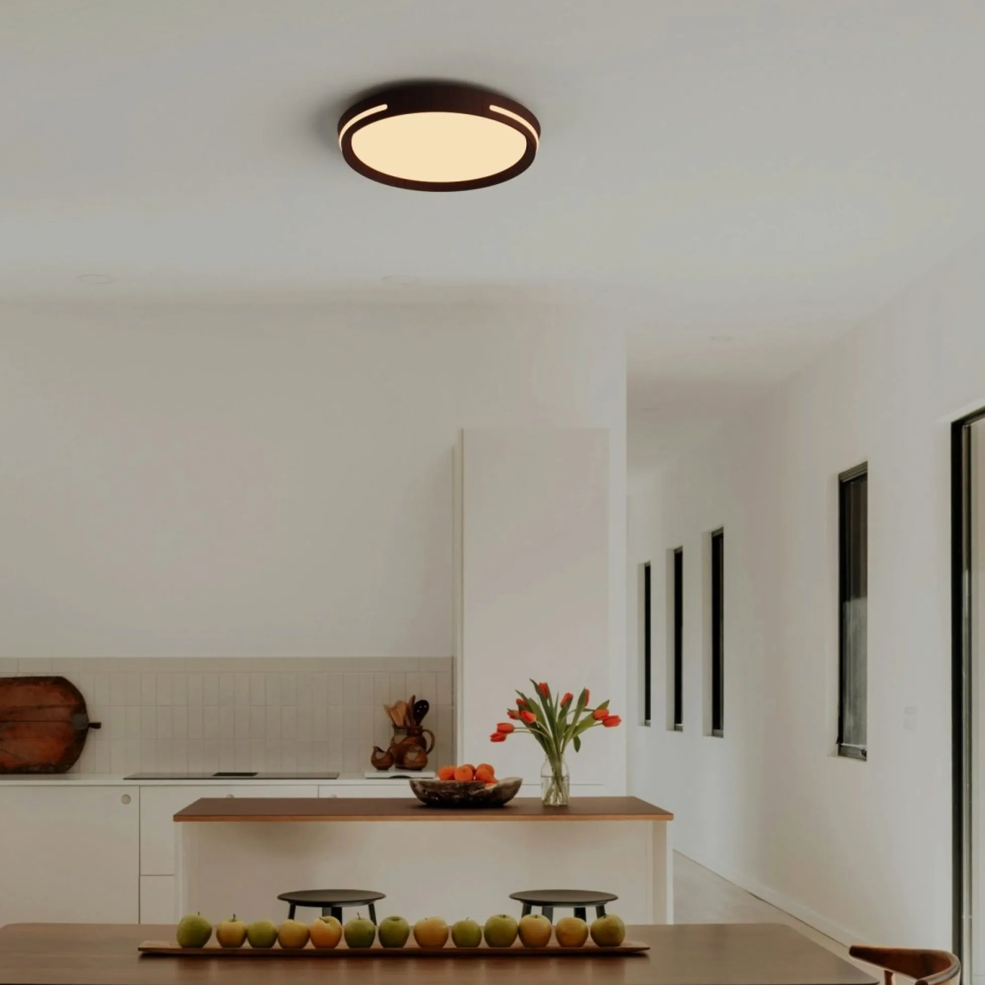 Plafón de techo LED CCT - 24W - Efecto lateral - Color madera Ø40cm