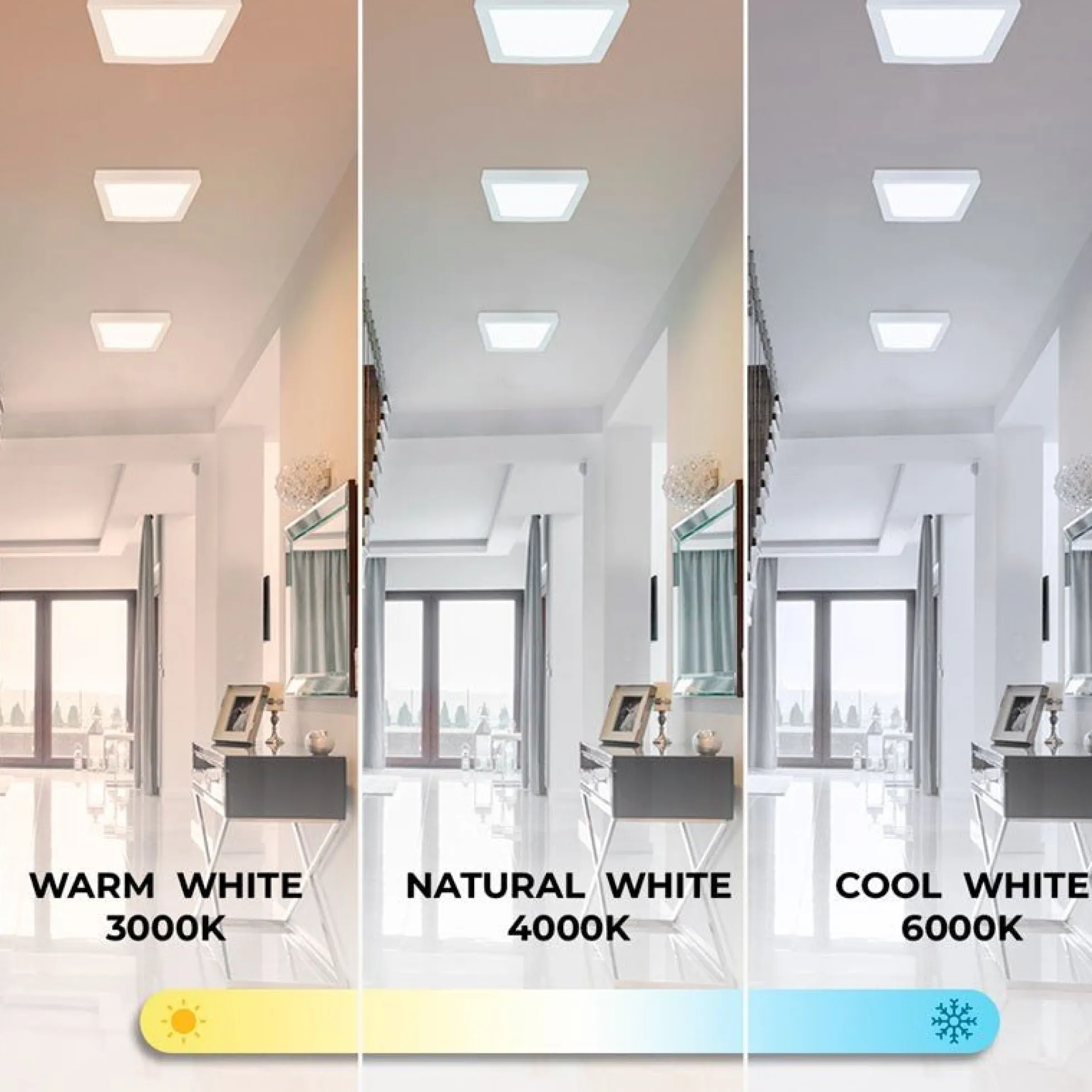Plafón LED cuadrado de superficie 24W Alta Eficiencia